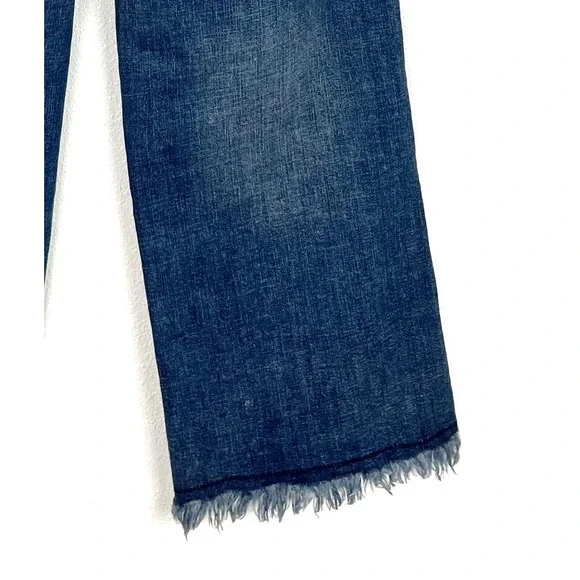 INC Denim Sculpting Fit Wide Leg Jeans Medium Wash Frayed Hem 0/25 Distressed - Picture 5 of 8